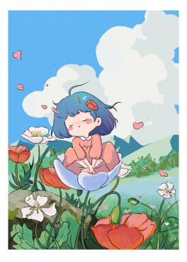 花朵上的女孩